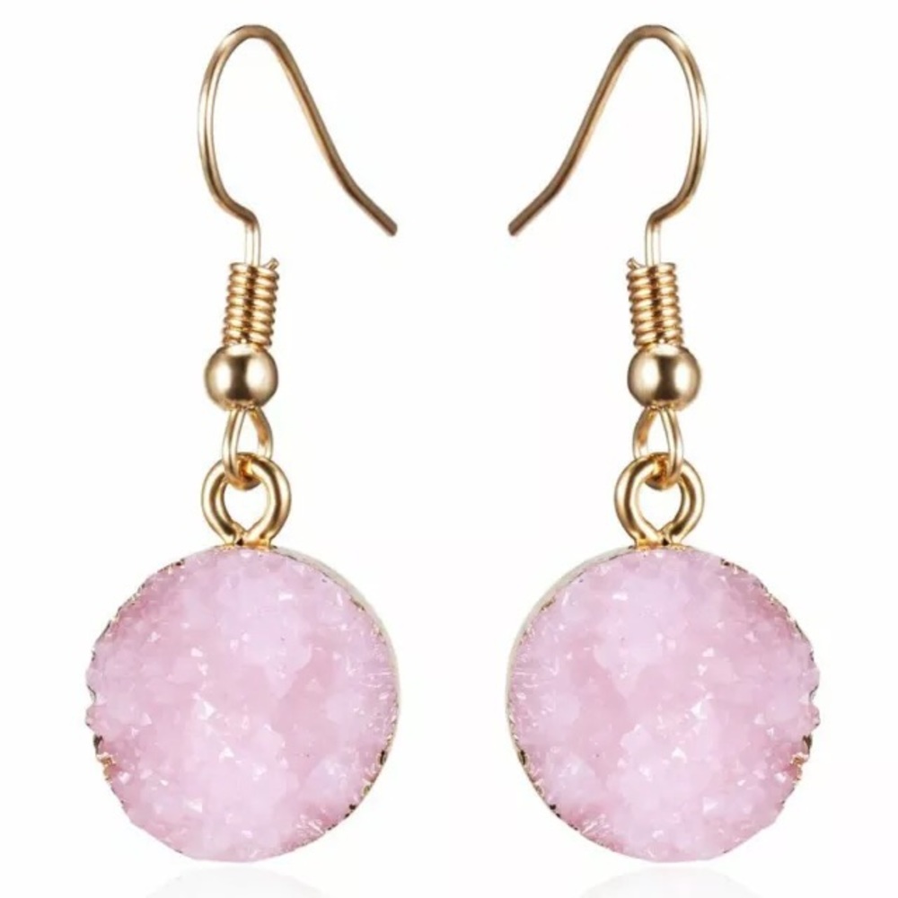 MORE COMING Rose Quartz Druzy Earrings - Picture 2 of 7